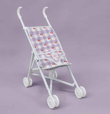 Folding Doll Stroller - Lilac Gingham Cherry